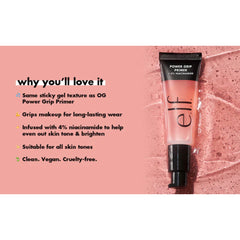e.l.f. Power Grip Primer + 4% Niacinamide – Longwear Makeup Grip & Skin Brightening- 24 ml