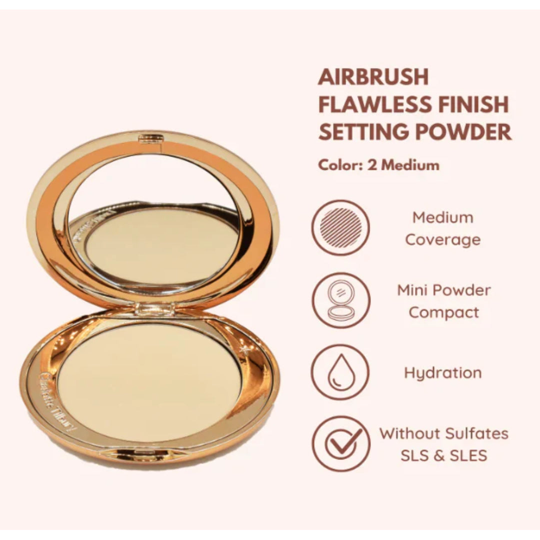 Charlotte Tilbury Airbrush Flawless Finish Compact – Smoothing, Pore-Blurring Pressed Powder- 8 g